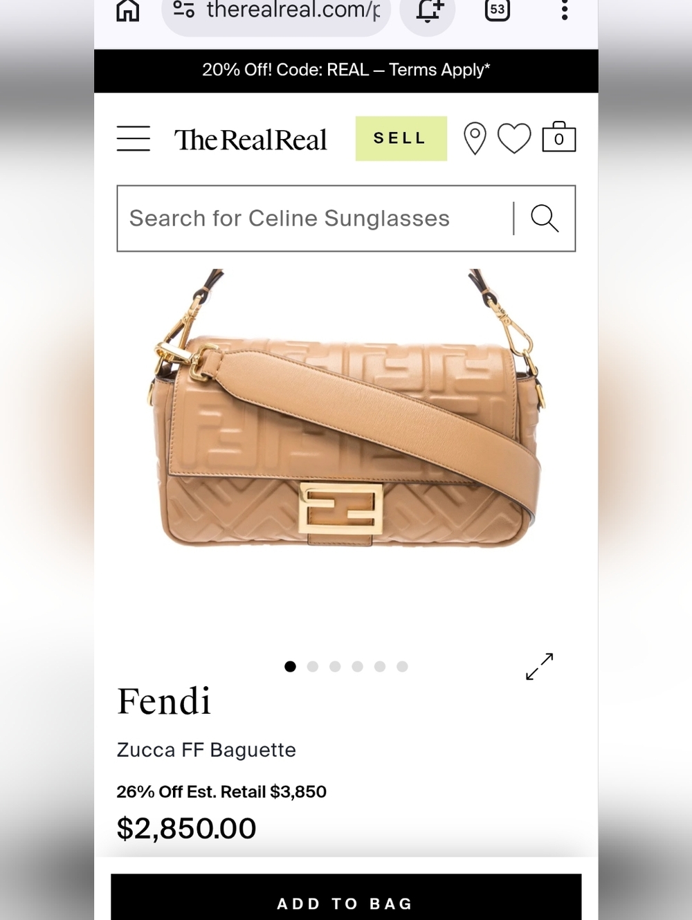 Fendi Nappa FF 1974 Embossed Baguette Zucca Miele Scuro - Picture 15 of 16